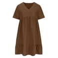 thumbnail image 5 of Zpanxa Summer Dresses for Women, Sun Dresses Women, Womens Spring and Summer V-Neck Loose Solid Pleated Casual High Waist Lace Dress, 5 of 8