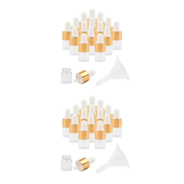 Wosthever Botella de líquido vacía con pipetas de vidrio, dispensador de viaje recargable a prueba de fugas, envase cosmético, loción, Transparente 1ml 2piezas
