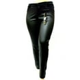 thumbnail image 2 of 1826 Faux Leather Black Stretch Women's Plus Size Skinny Ponte/PU Pants Clubwear, 2 of 3