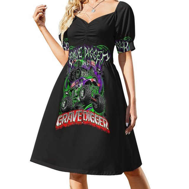 Vestido clásico de manga corta para fanáticos del arte, vestidos de novia, vestidos para mujer, monster jam, grave digger, monster truck
