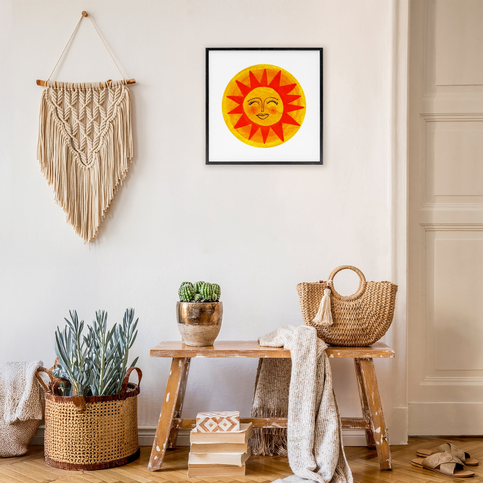 Stupell Industries Warm Fiery Sun Black Framed Giclee Art, design by Katherine Herrell Studio