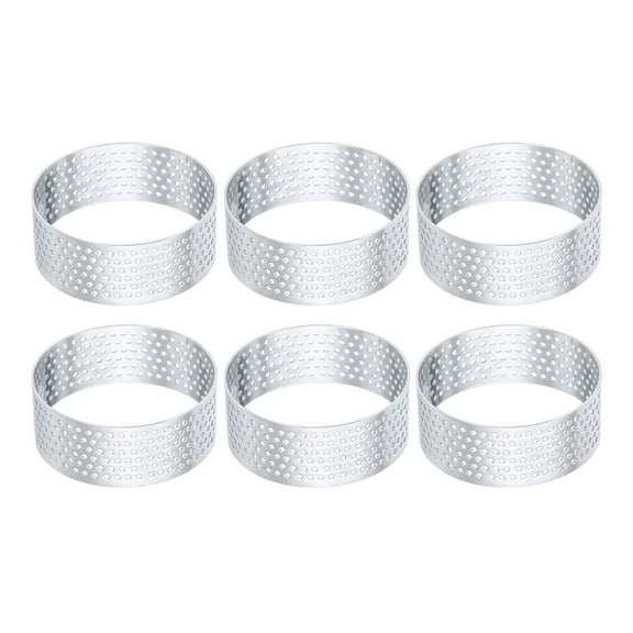Uxcell 6Pcs Stainless Steel Cake Rings 2" Round Perforated Metal Circle Baking Dessert Mousse Cake Ring Non Stick