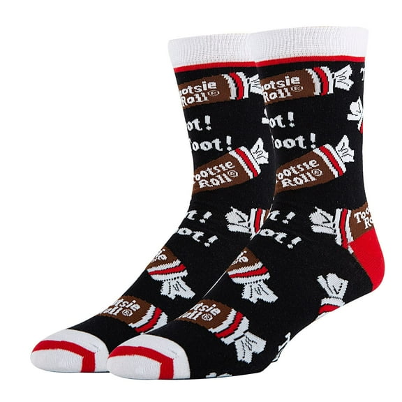 Men’s Novelty Tootsie Roll Crew Socks, Crazy Funny Cotton Dress Socks Gift for Candy Lover - Toot Toot Tootsie