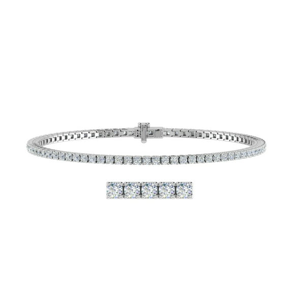 2 Carat Diamond Tennis Bracelet in 10K White Gold (7 Inch) - IGI Certified