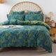 thumbnail image 4 of Flower Leaves Pattern Boho Green Blue Bedding Set King Size 3Pcs Duvet Cover, 4 of 9