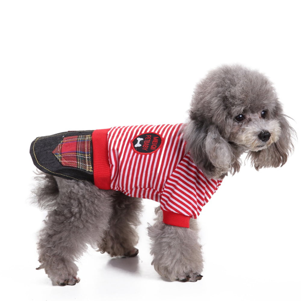 Dog Clothes female pet dress red stripe
