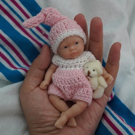 13cm Realistic Micro Preemie Doll - 4.5" Open-Eyes Silicone Reborn Baby, Ultra-Lifelike Mini Newborn Collectible (Style 3)