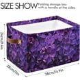 thumbnail image 3 of Coolnut Spring Lilac Purple Floral Large Storage Basket, Foldable Storage Basket, Waterproof Coating Storage Box with Handle Toy Storage Bag, for Home School & Office, 2PCS Home Decor, 3 of 7