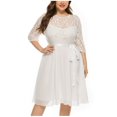 thumbnail image 1 of Femmes Été Robe Cou Manches Courtes Dentelle Mousseline de Soie Grande Taille Robe de Bal Robes de Retour, 1 of 8