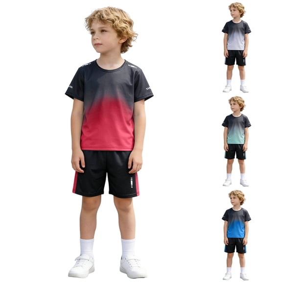Boys Two Piece Outfit Summer Kids Boy Summer Athletic Clothes 2 Pieces Toddler Cotton Plain Sleeveless Tops Shorts Outfits Comfort Breathable Set