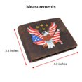 thumbnail image 5 of Mens RFID Blocking Leather Bifold Wallet  Patriotic American Eagle with USA Flag Design  Vintage Genuine Leather Brown with Gold Stars, 5 of 9