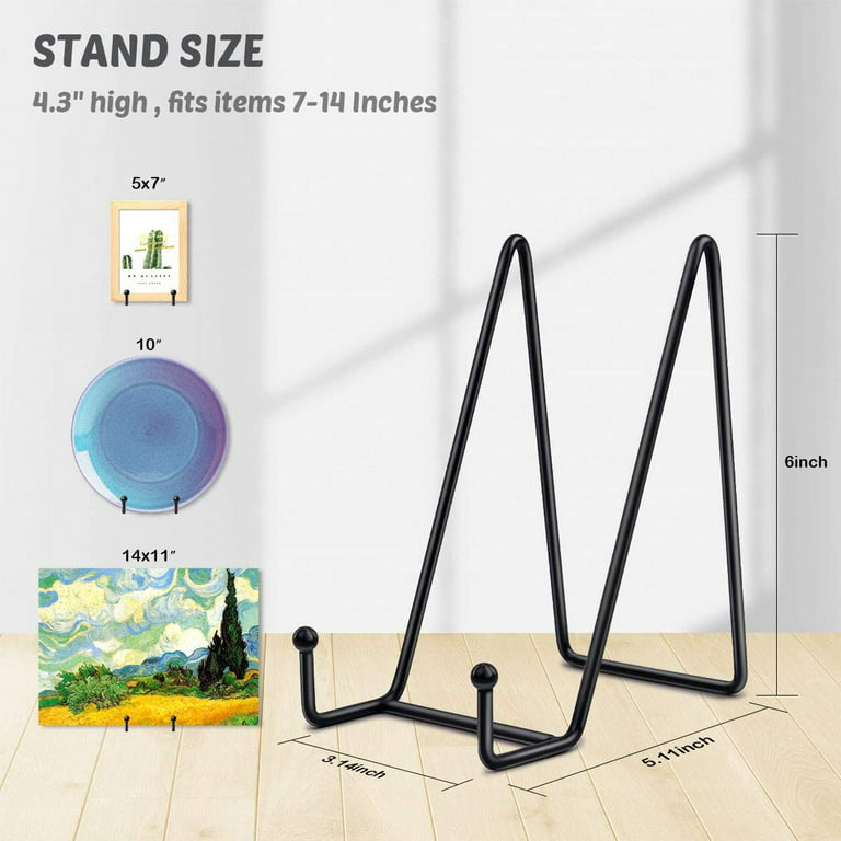 Mocoosy 2 Pack 4 Inch Gold Plate Stands for Display, Metal Square Wire  Easel Stand, Plate Holder Display Stands, Picture Frame Stands for Display