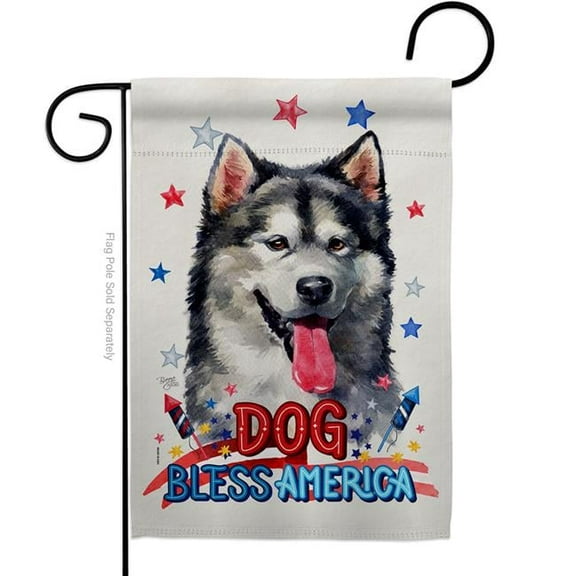Breeze Decor G120106-BO Patriotic Alaskan Malamute Animals Dog 13 x 18.5 in. Double-Sided Decorative Vertical Garden Flags for House Decoration Banner Yard Gift