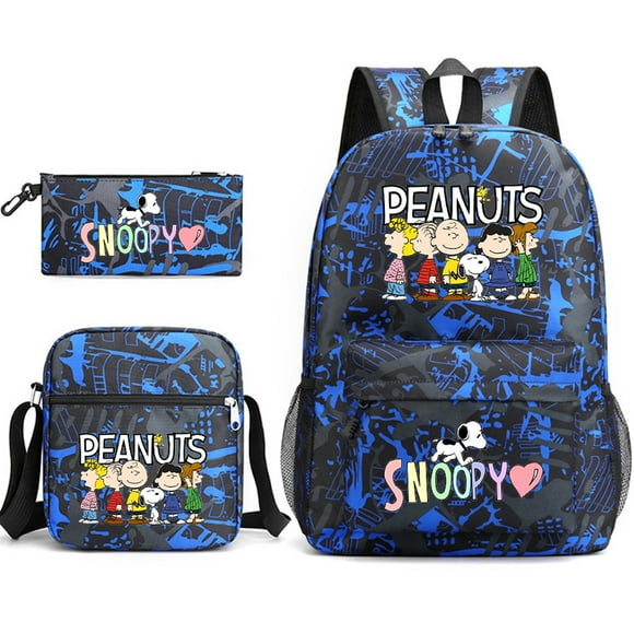 Juego de mochilas Snoopy Cartoon Kids School de nailon, 3 unidades