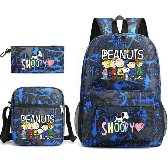 Juego de mochilas Snoopy Cartoon Kids School de nailon, 3 unidades