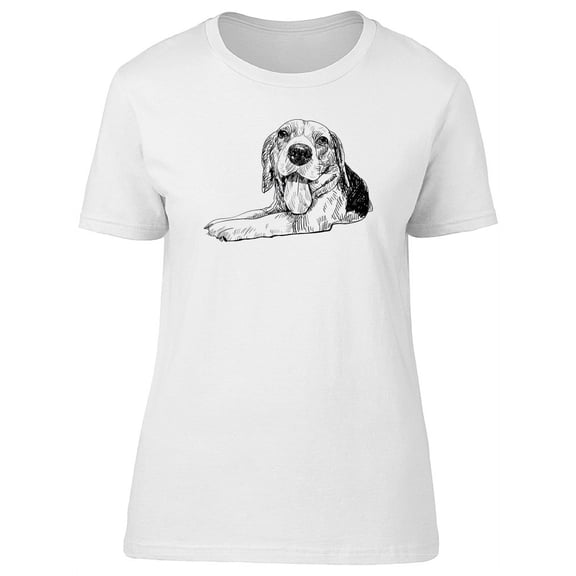 Beagle Sketch, Cute Dog Tee Women's -Image by Shutterstock