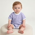 thumbnail image 2 of biudgviw Baby Boy Girl Clothes Short Sleeve Newborn Infant Bodysuit Color Block Casual Round Neck Onesies Rompers Summer Outfits(Purple,6-9 Months), 2 of 6
