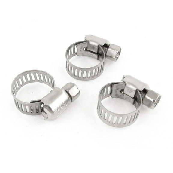 Unique Bargains 3 Pcs Stainless Steel 6mm to 12mm Hose Pipe Clamps Clips Fastener