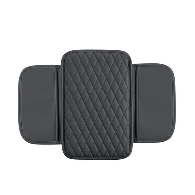 Grey Car Armrest Box Cushion Multifunctional Storage Bag Leather Center Console Pad With Non Slip Base And Extra Height For Vehicle Comfort 0.44 Lb