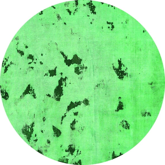 Ahgly Company Indoor Round Abstract Green Modern Area Rugs, 5' Round
