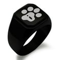 thumbnail image 1 of Stainless Steel Letter I Initial Cat Dog Paws Monogram Engraved Engraved Square Flat Top Biker Style Polished Signet Ring, 1 of 1