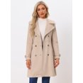 thumbnail image 2 of Unique Bargains Women's Strap Cuff Solid Double Breasted Tie Belt Trench Coats M Apricot Pink, 2 of 6