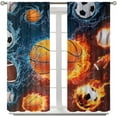 thumbnail image 3 of Boys Sports Kids Curtains for Bedroom, Fire Basketball Football Soccer 3D Ball Window Treatments for Living Room,Teen Boys Girls Room Decor Drapes 2 Panel Sets,42x63 Inch, 3 of 6