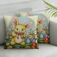 thumbnail image 2 of COMIO  Set of 2 Easter Pillow Covers Vintage Easter Bunny Egg Throw Pillows Cases Easter Rustic Spring Country Holiday Square Pillowcase 2pc, 2 of 6