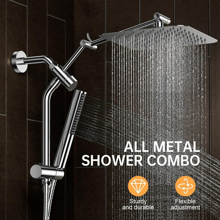 Premium High Pressure Handheld Shower Head - Chrome Metal, Multiple Spray Settings, Easy Install