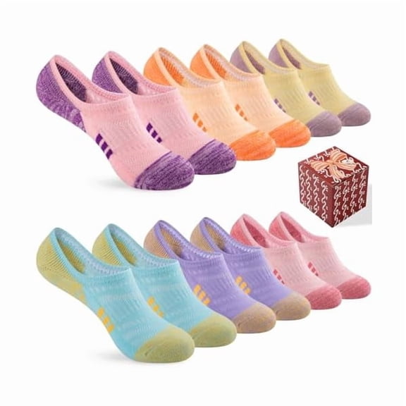 Eryueer No Show Socks Womens Athletic Cushioned Cotton Low Cut Non Slip Running Invisible Socks (6 Pairs)
