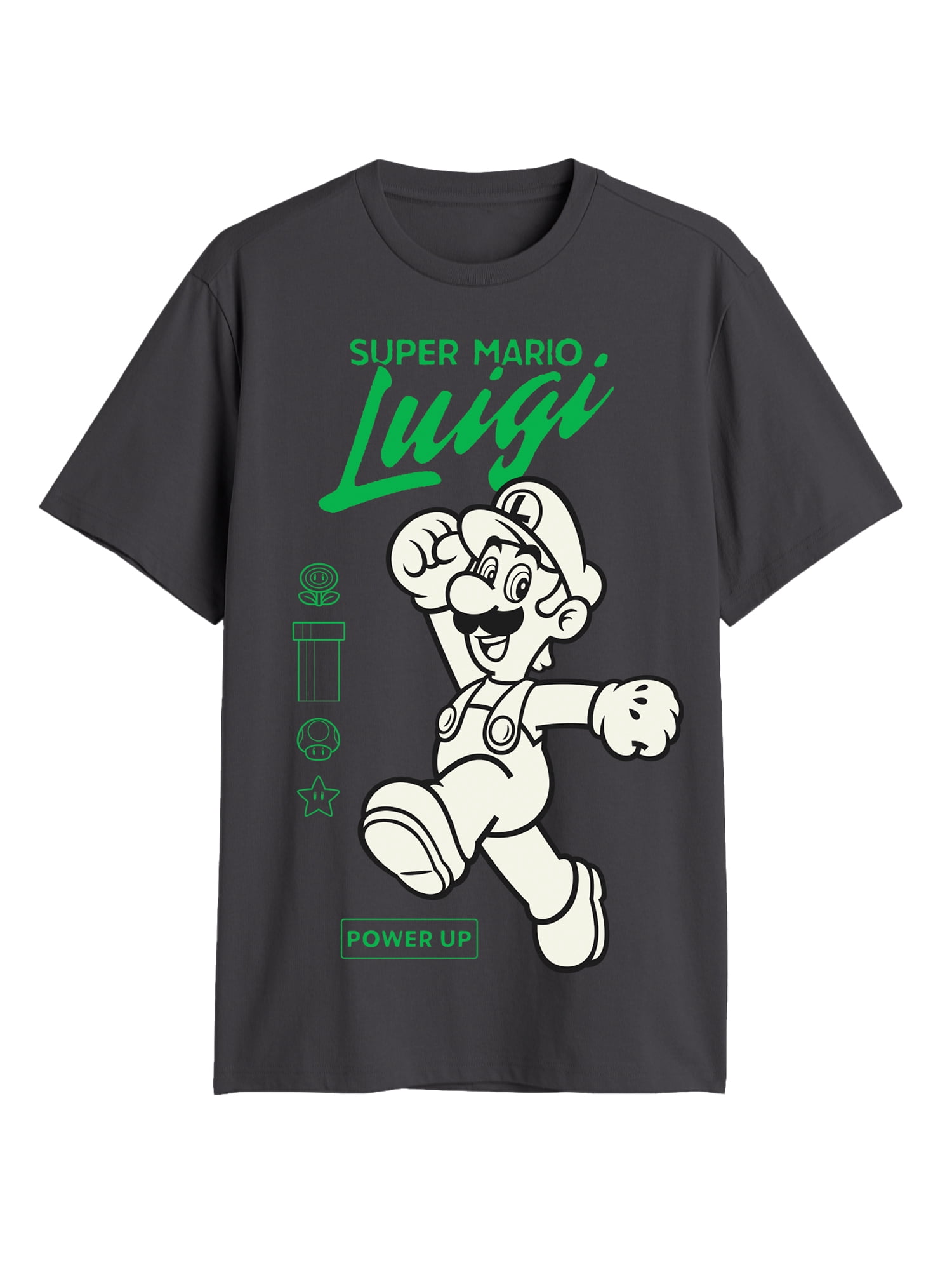 Nintendo Super Mario, Men's & Big Men's Graphic Tee, Luigi Neon, Sizes S-3XL