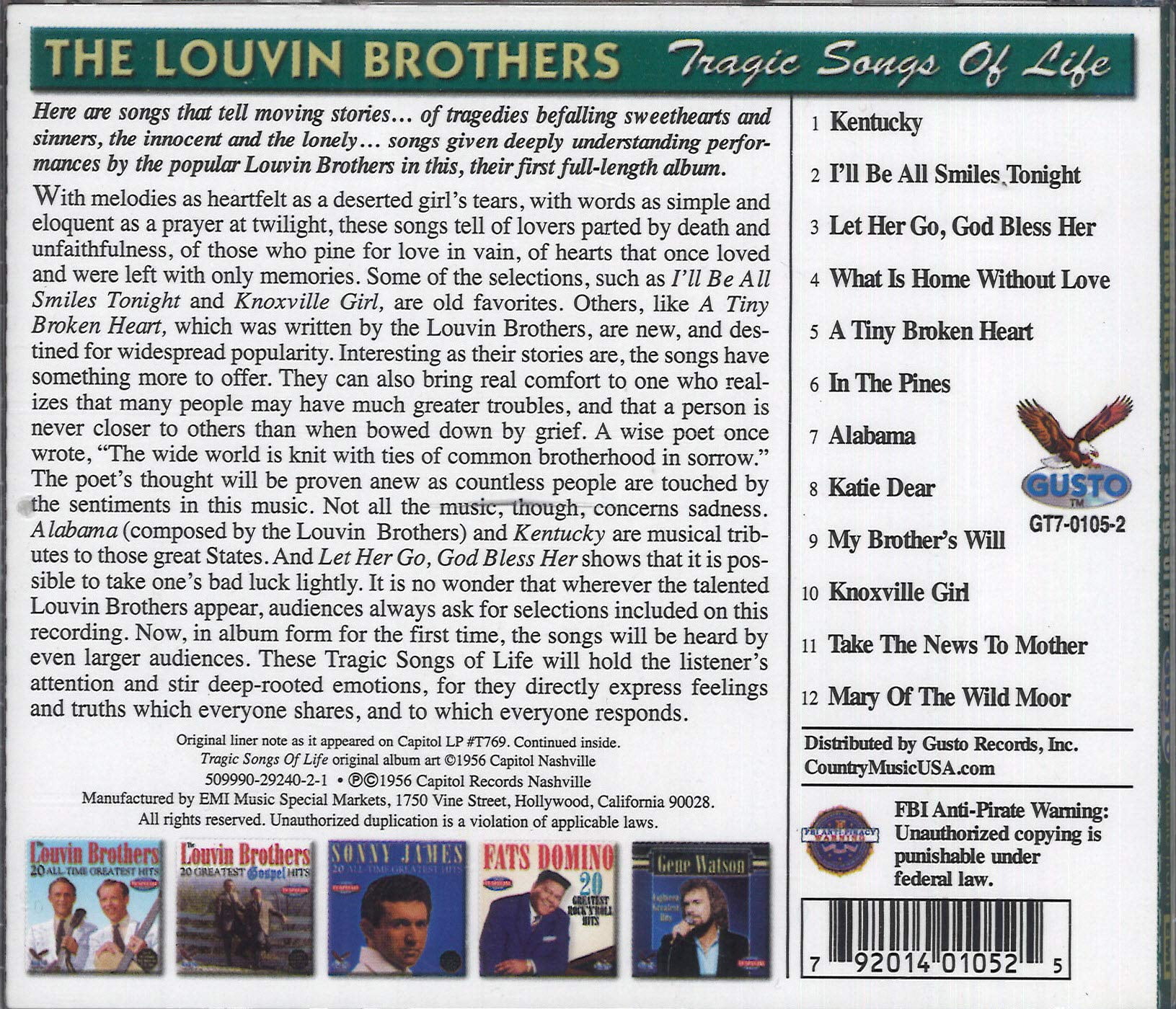 The Louvin Brothers - Tragic Songs of Life - Music