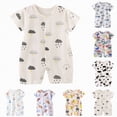 thumbnail image 4 of kpoplk Newborn Baby Boy Girl Summer Romper Short Sleeve Cotton Embroidery Jumpsuit Breathable Soft Baby Onesie 3-18 Months Size 12-18 Months,Beige, 4 of 4