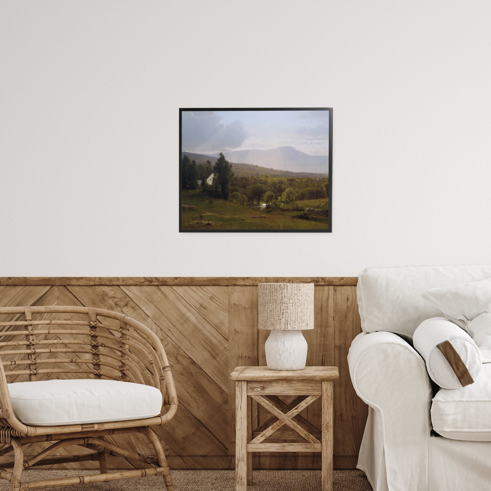 Cabins in Peaceful Vista Black Framed Giclee Art, design by Lettered and Lined