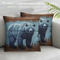 thumbnail image 3 of Nawypu Bear Silhouette Pillow Cover Jungle Wild Animal Pine Tree Decor Cushion Case for Living Room Sofa Rustic Farmhouse Style Square Cushion Cover for Kids Boys Girls Blue, 3 of 5