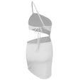 thumbnail image 7 of Inleife Womens Summer Dresses Women's Solid Color Fashion Design Hip Drawstring One-Shoulder Short Dress, 7 of 7