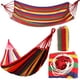 Outdoor Colorful Stripe Canvas Hammock Swing Lying Recline Bed For Camping Hiking Picnic – image 2 sur 8