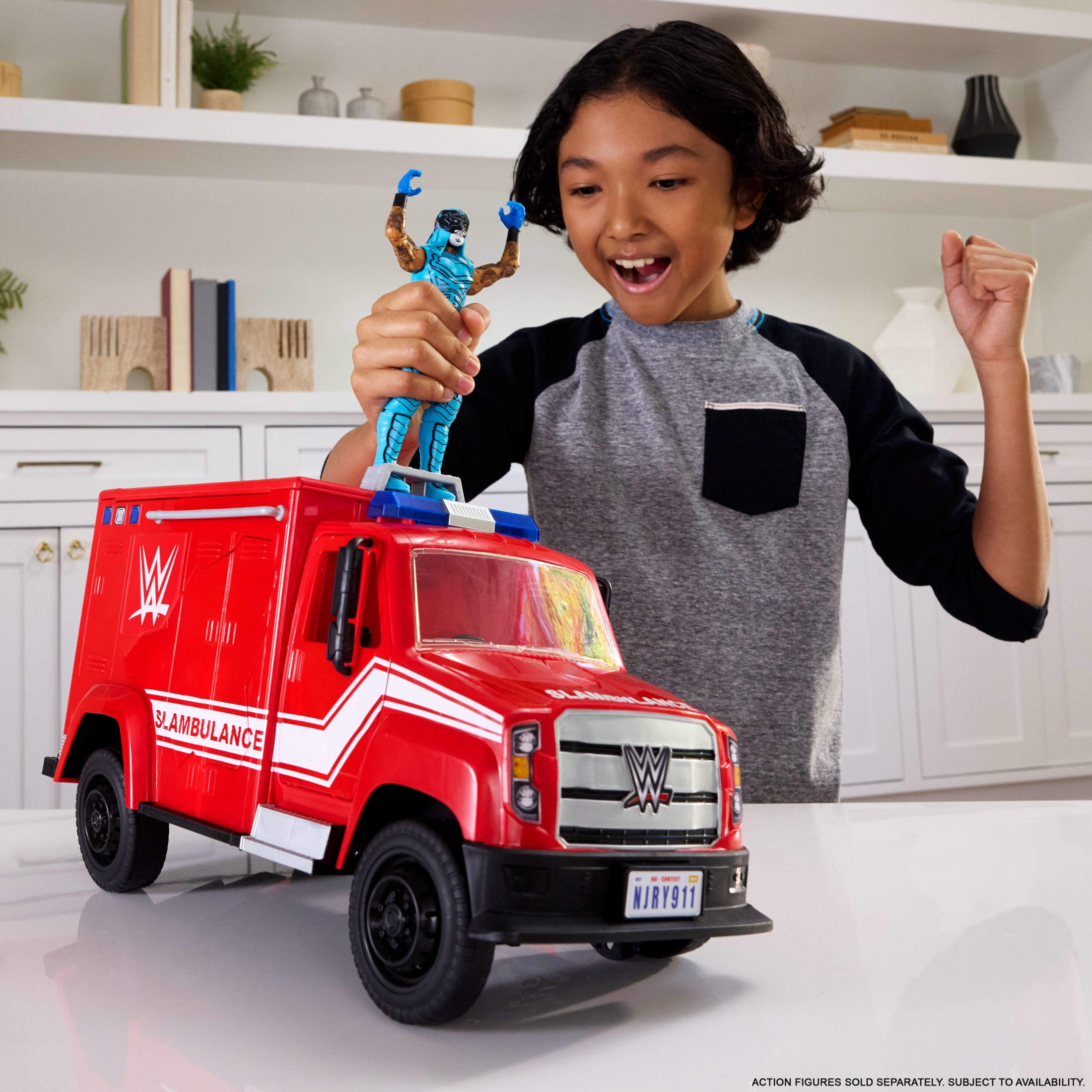 WWE Slambulance Vehicle with Brawling, Bashing & Smashing Action includes Crutches and Medical Case