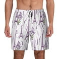 thumbnail image 2 of Picia Lavender Flowers pattern Mens Swim Trunks with Compression Liner Stretch Beach Shorts Quick Dry with Zipper Pockets No-Chafing Board Shorts-, 2 of 9