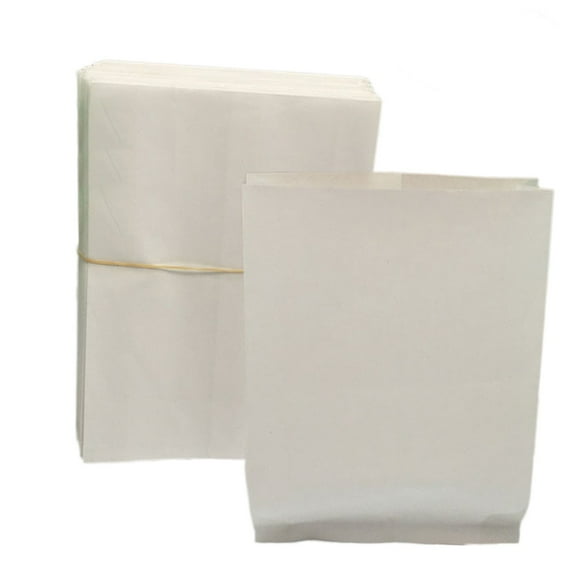White Handled Paper Bags Water Proof for Food Packing Grease Resistant Wax Popcorn 100 Pcs/set