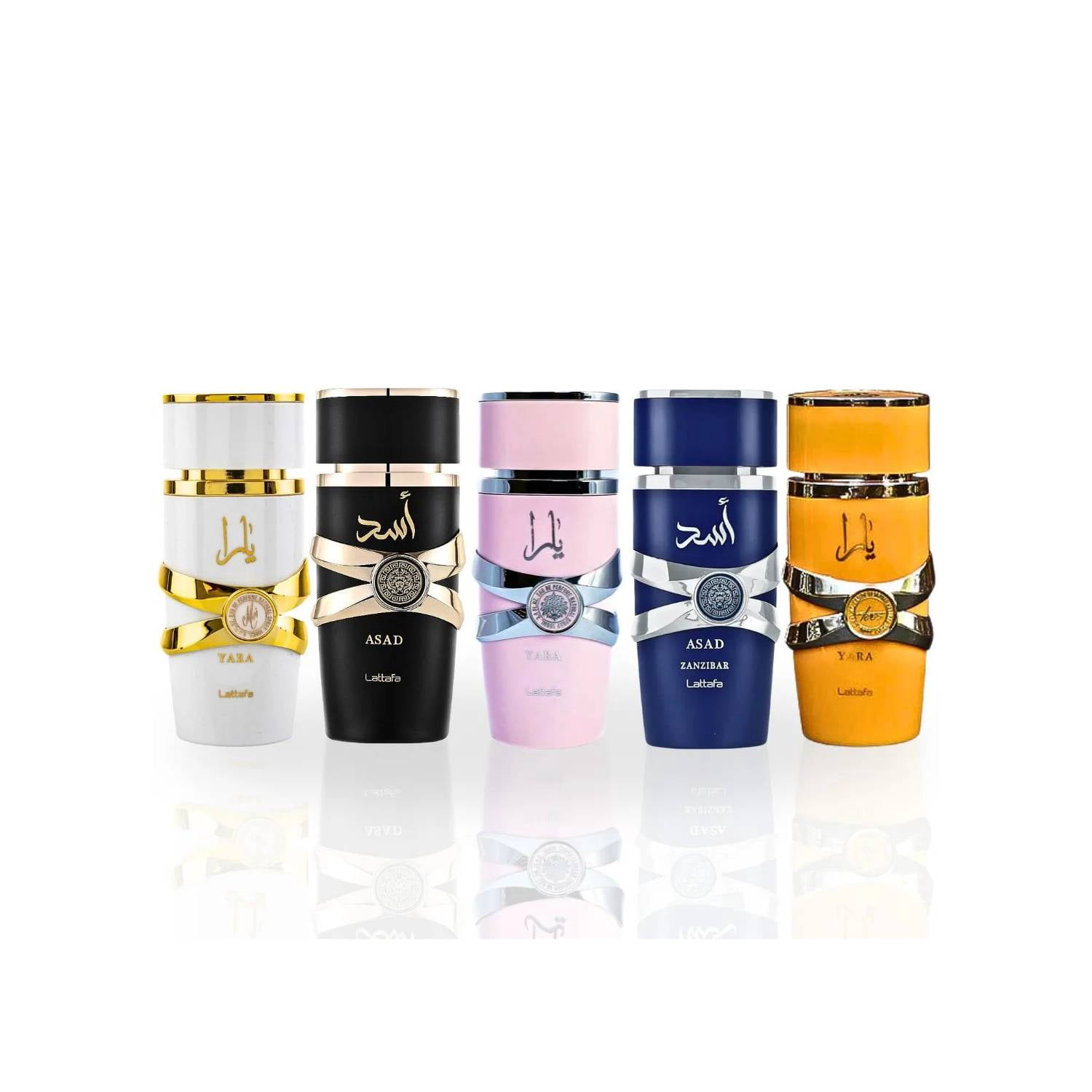 Yara 5 Piece Set Collection - Yara, Yara Moi, Yara Tous, Asad, Asad Zanzibar  Eau De Parfum Sprays 3.4 fl oz