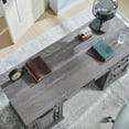 thumbnail image 2 of T4TREAM Farmhouse Wood 58" Executive Desk for Home Office, 30" High Computer Desk with Drawers and Storage Cabinet, Gray, 2 of 5