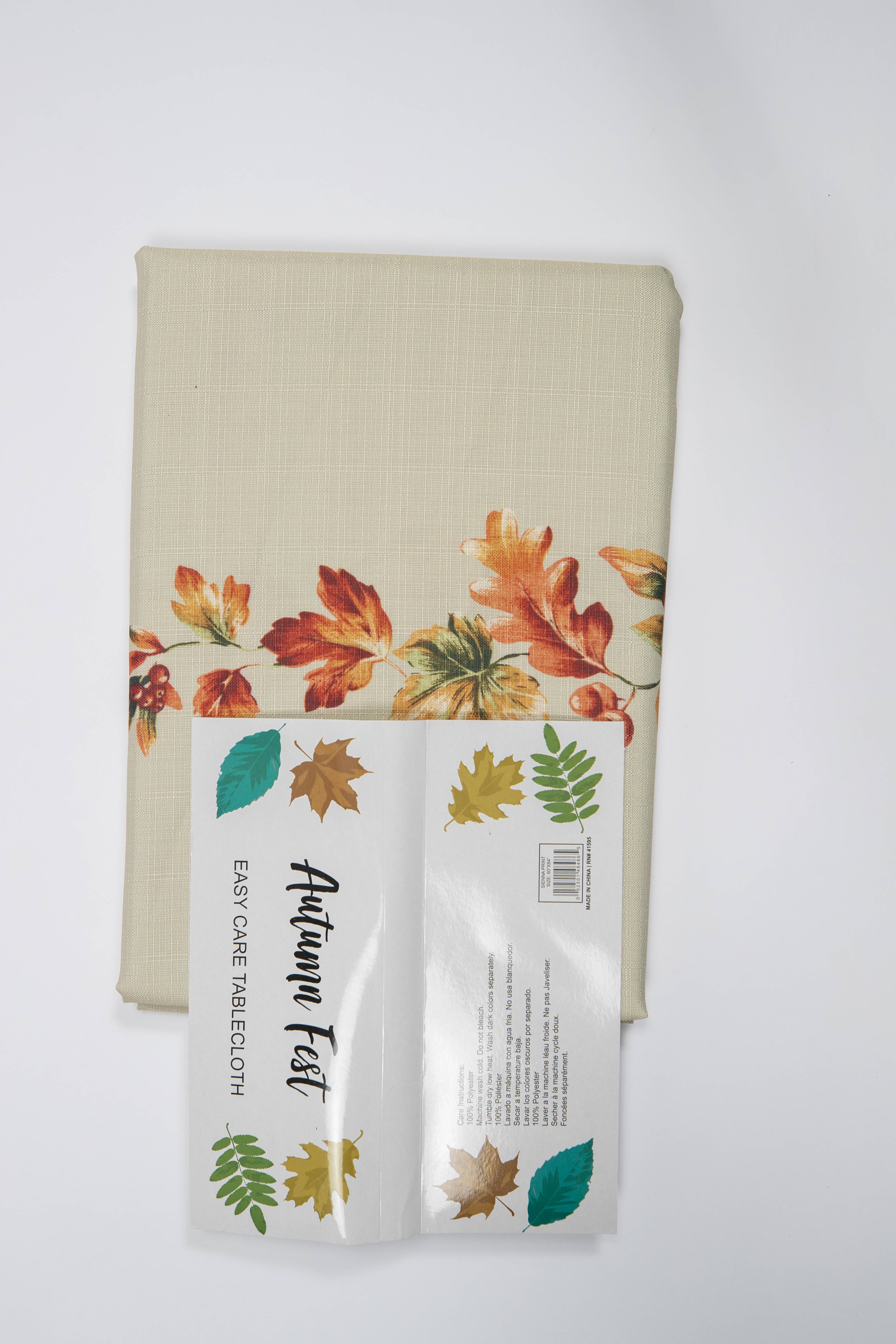 Sienna Autumn Pumpkin 100% Polyester Tablecloth 60"X84", Multicolor