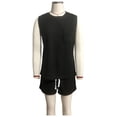 thumbnail image 4 of ClodeEU Women's Summer Waffle Knit Short Sleeve Top and Shorts Set,Solid Color Casual Crewneck Two Piece Outfit Black,Womens Plus M, 4 of 6