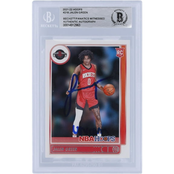 Jalen Green Houston Rockets Autographed 2021-22 Panini NBA Hoops #218 Beckett Fanatics Witnessed Authenticated Rookie Card with "Unicorn" Inscription - Fanatics Authentic Certified