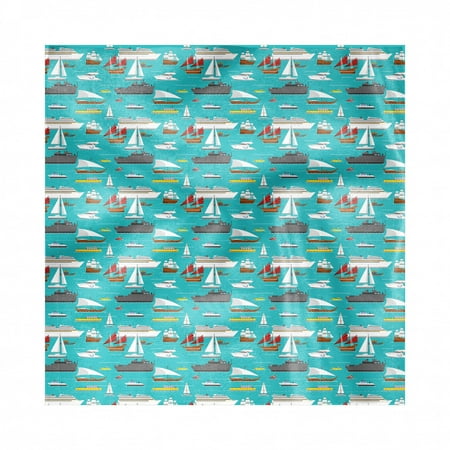 Nautical Napkins Set of 4, Demonstration of Sea Transport Items Cruise Sailboat Ship Yacht, Silky Satin Fabric for Brunch Dinner Buffet Party, by Ambesonne
