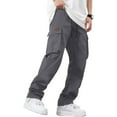 thumbnail image 2 of Dwralegc Dark Gray Cargo Pants Men Athletic Stretchy Hiking Lounge Pants Relaxed Fit Drawstring Elastic Waist Trousers with Pockets Big and Tall Solid Color Pants Dark Gray XXL, 2 of 6