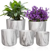 Armscye 5 Pack Indoor Plant Pots with Drainage, 6.7/5.9/4.9/4.3/3.7 Inches Decorative Plant Planters, Plastic Planter Pots for Indoor, Outdoor Garden, Patio, Succulents, Orchid, Home Decorative