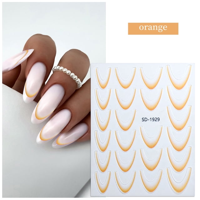 Pegatinas para uñas con degradado francés. Decoración fácil de uñas. Larga duración