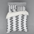 thumbnail image 1 of Ambesonne Geometric Bedding Set 4 Pcs, Abstract Symmetric Lines, Queen, Pale Grey White Black, 1 of 3